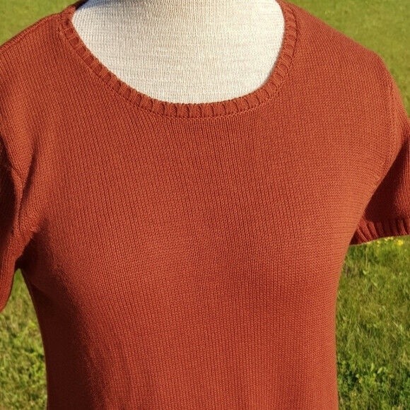 NEW Tobi Tunic Sweater Women’s Small Rust Orange A- line Short Sleeve Knit NWT - Picture 4 of 9